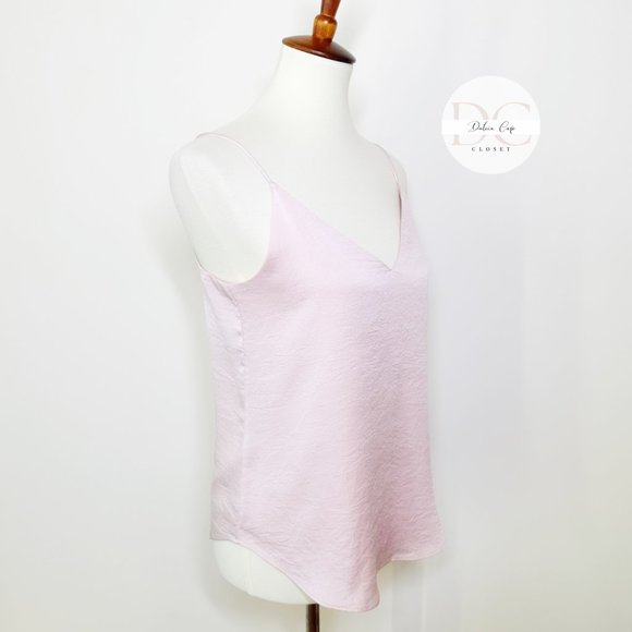 EXPRESS V-Neck Downtown Cami Textured Satin Pink Size XS - Picture 5 of 10